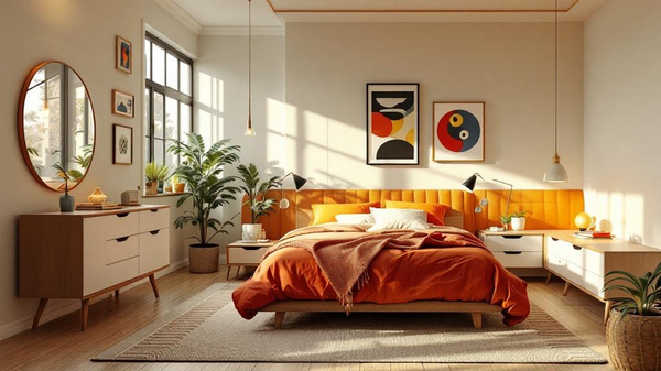 Retro 70s Bedroom interior design