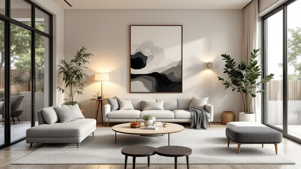 Warm Minimalism Living Room interior design