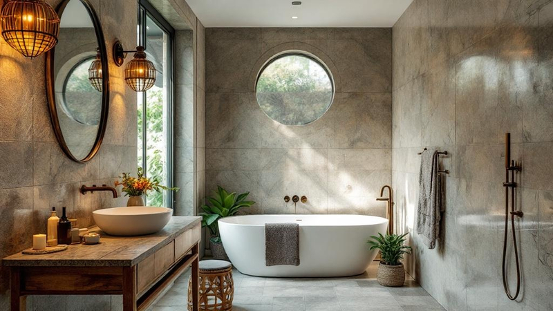 Afro-Bohemian Bathroom interior design example